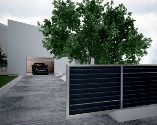 A large sliding gate.